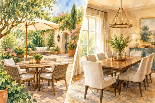 Courtyard Seating Versus Dining Room Choices