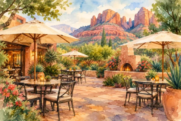 Are Courtyard Tables Covered at René Sedona?